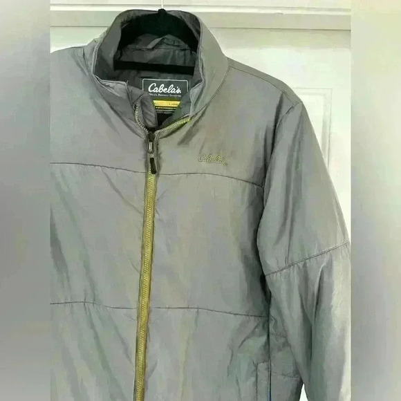 CABELAS Primaloft Jacket Gray With Green Accents Lightweight And Very Warm‎ LT - Picture 1 of 6